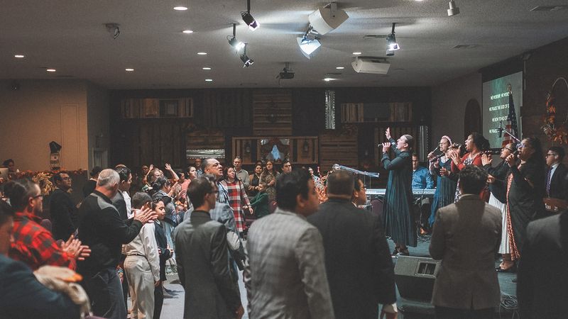 Congregation in worship